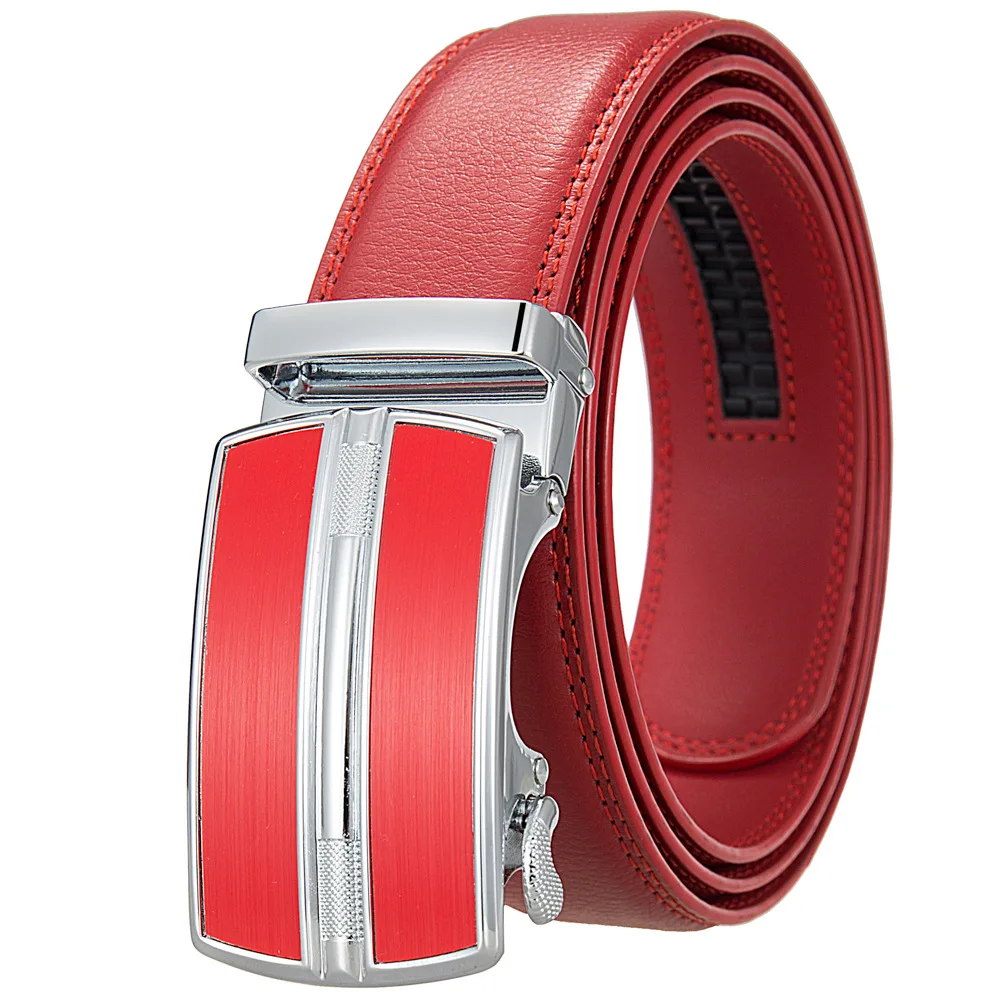 3.5cm Wide Genuine Leather Belt for Men Alloy Automatic Buckle High Quality Mens White Belts Luxury Formal ceinture homme B1553