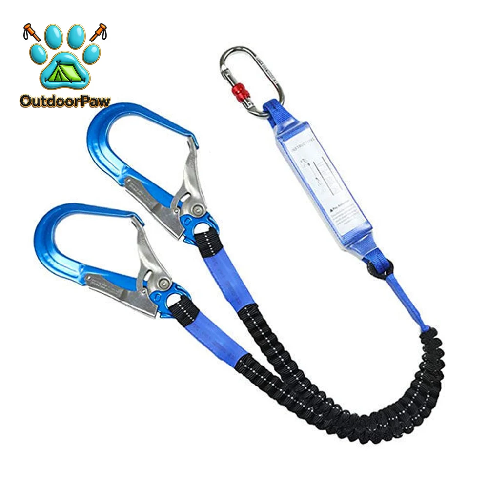 Work Safety Belt Rope High Altitude Double Aluminum Alloy Electrician Protective Rope with Buffer Bag Anti Fall Elastic Saf