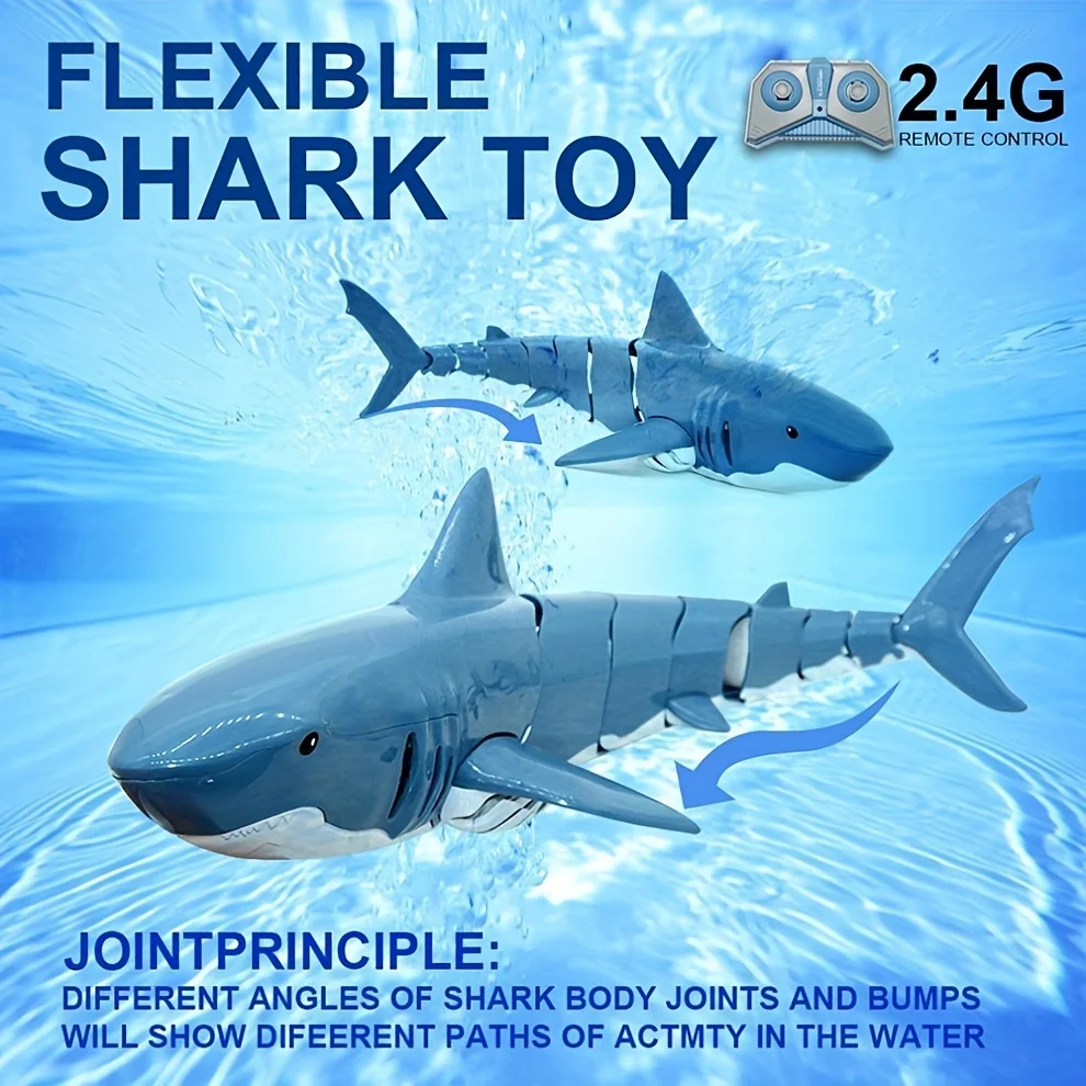 2.4G Remote Control Shark RC Boat 4WD Waterproof Fast RC Ship Toys Outdoor Animals Water Toys Birthday Gift Christmas Gift