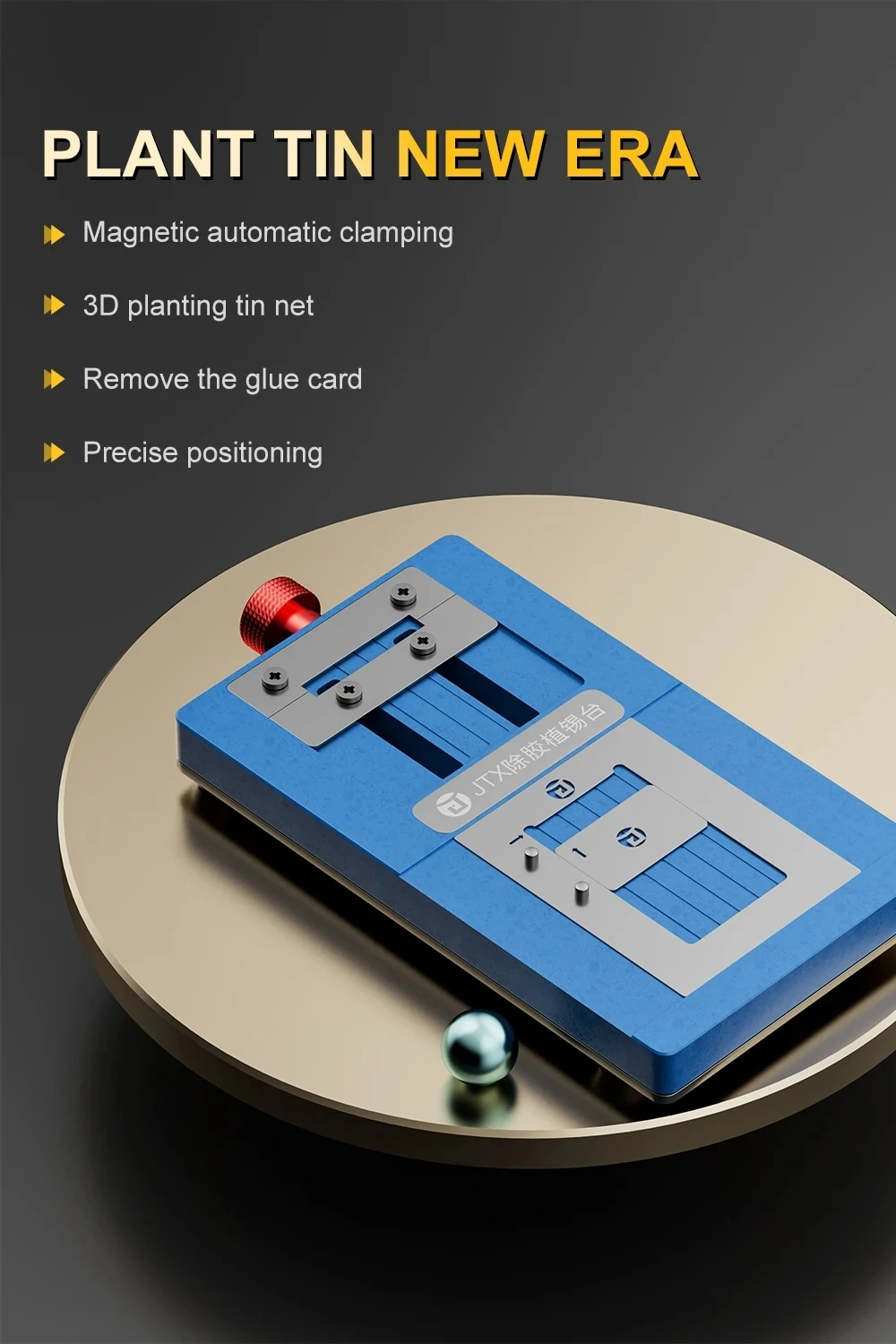 Platforma JTX T4 Pro do usuwania kleju/rewolutowania układów scalonych w telefonach iPhone i Android, naprawa CPU, EMMC, IC, z zaciskiem i 14 szablonami BGA