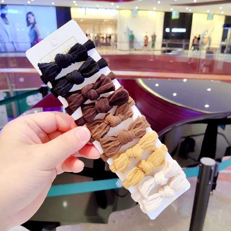 10 مجموعات من ربطة القوس فيونكة حلقات الشعر أفخم الحلوى الملونة العصابات الجلدية الفتاة ذيل حصان الشعر حبل مزاجه الكرة رئيس حبل الملحقات #3