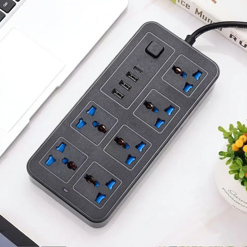 Multi Outlet Power Strip UK Plug Extension Lead With USB Charger Desktop Surge Protector Electrical Socket