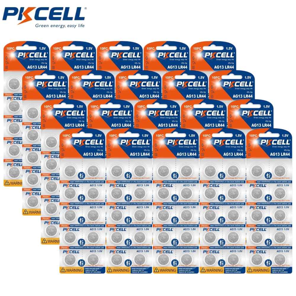 200 PC PKCELL LR44 AG13 1.5 V Knop Knoopcelbatterijen 357 303 SR44 A76 Premium Alkaline Batterij Voor Horloges