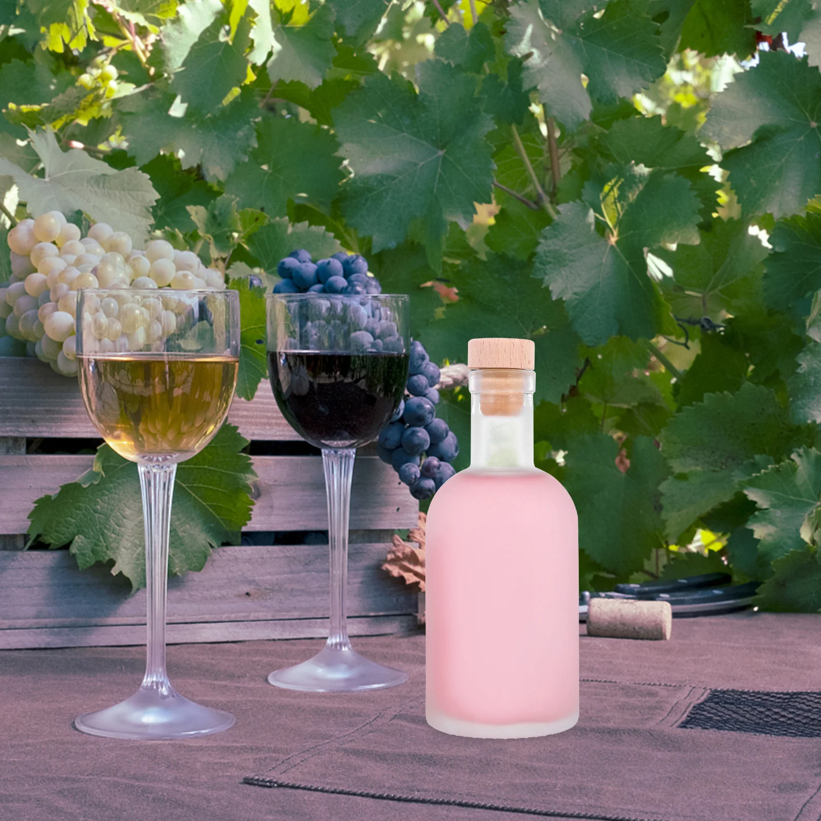 

2Pcs Exquisite Wine Bottle Frosted Texture Literary Design for DIY Fruit Wine Brewing Sealed Glass Cider Bottle