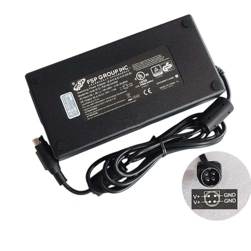Genuine FSP Switching Power Adapter Charger FSP180-AAAN2 24V 7.5A 4Pin Plug 180W Power Supply