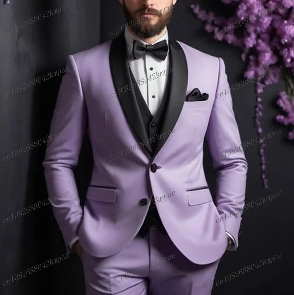 Grey And Black Formal Business Men Suit Groom Groomsman Wedding Party Prom Tuxedos Male 3 Piece Set Blazer Vest Pants