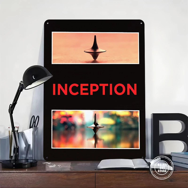 Inception Movie With Spinning Top Printed Poster Customized Wall Art Retro Vintage Metal Tin Signs for Garage Decorations Decor