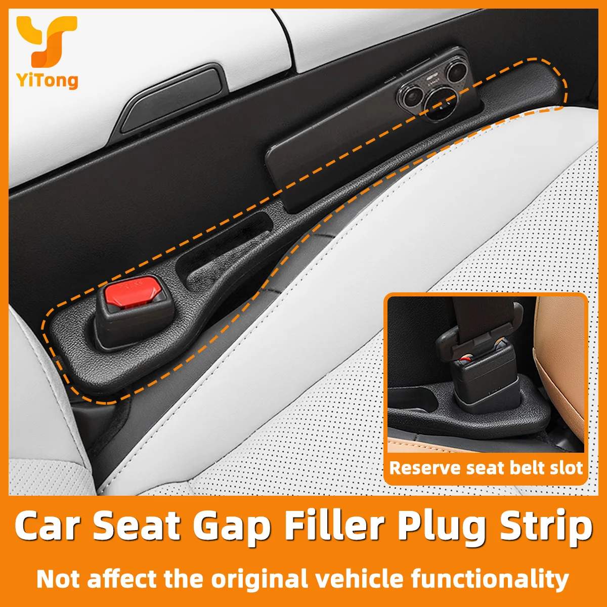  Yitong Universal Car Seat Gap Filler Plug Strip Side Seam Black Leak Proof Organizer Interior Decoration Automotive Parts