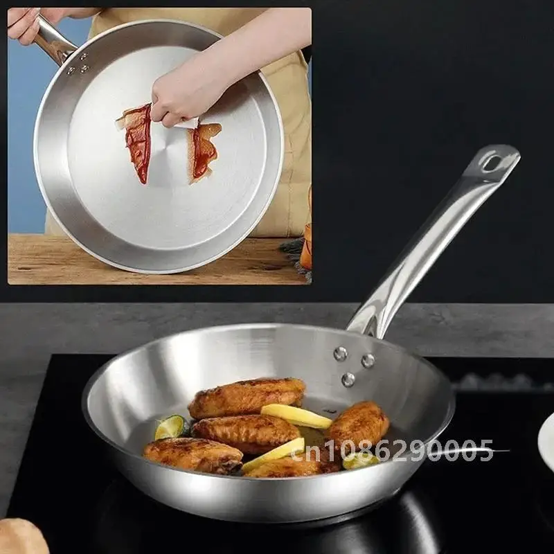 Non Stick Pan, High-Performance Skillet with Sleek Metallic Exterior, Stainless Steel Frying Pan Suitable For All Hob Types