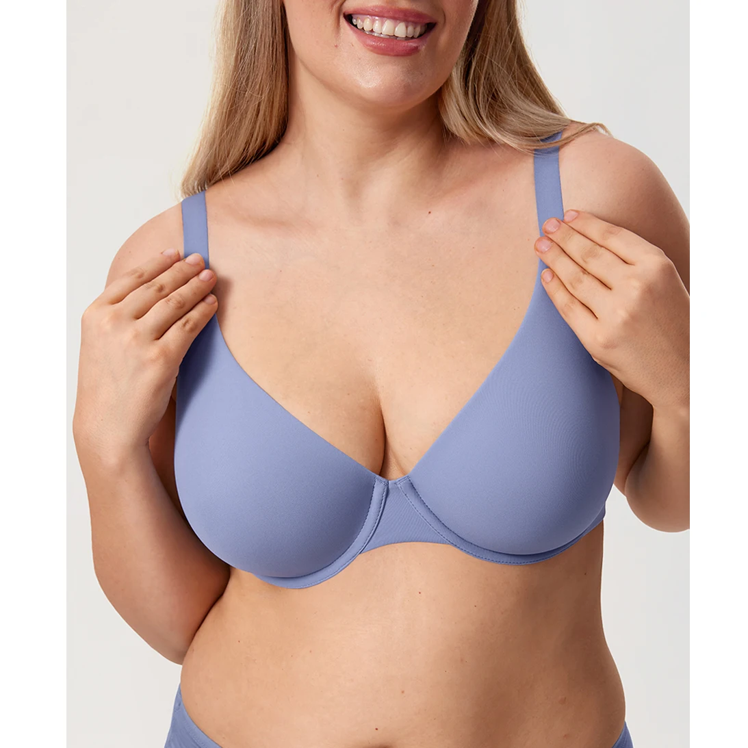 Women's Inbarely Plus Plunge Bra Full Coverage Plus Size Unlined Underwire Bras B-DD E F G