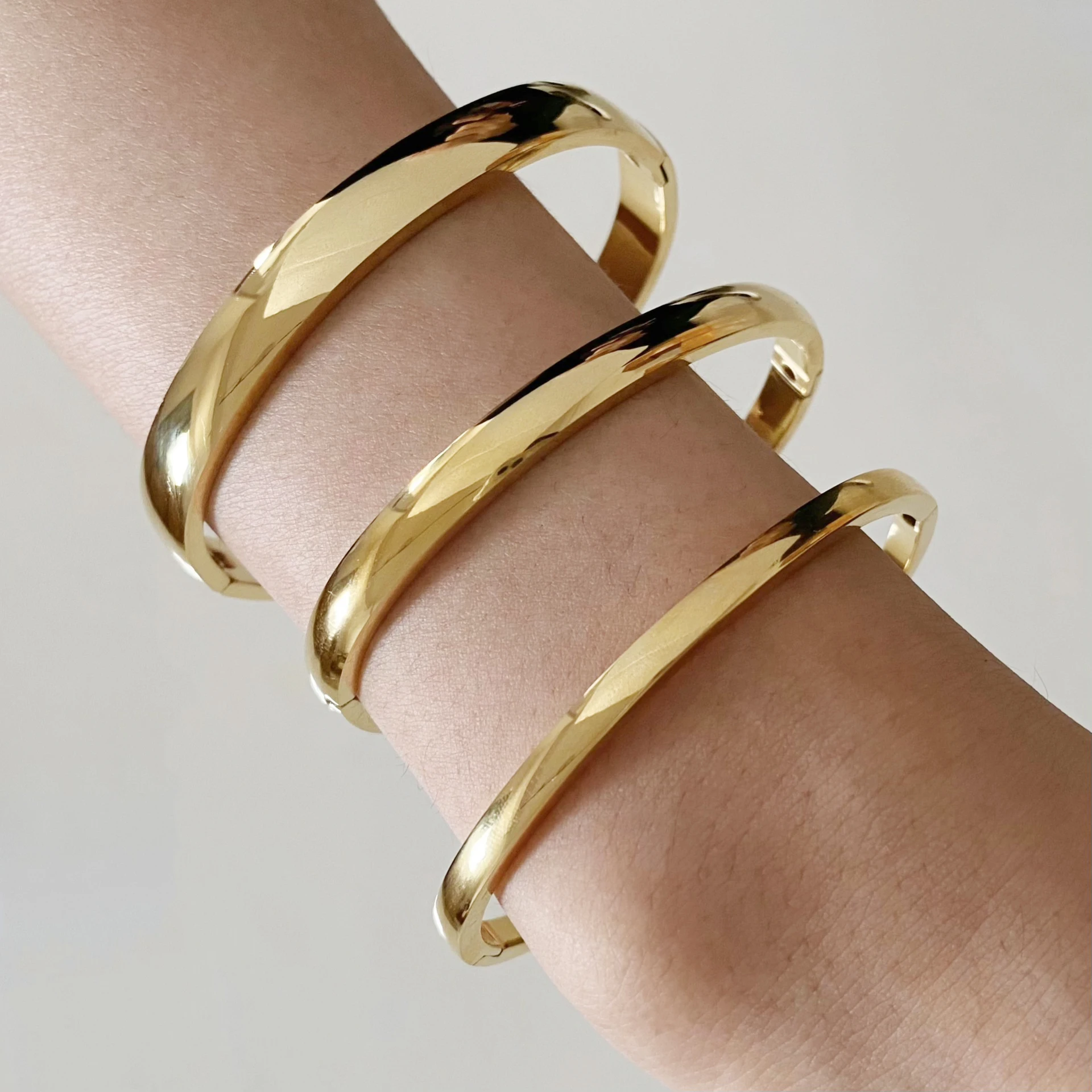 Fashion 4mm/6mm/8mm Stainless Steel Bracelet For Women Simple Smooth Rust-Proof Wrist Jewelry Gift For Party