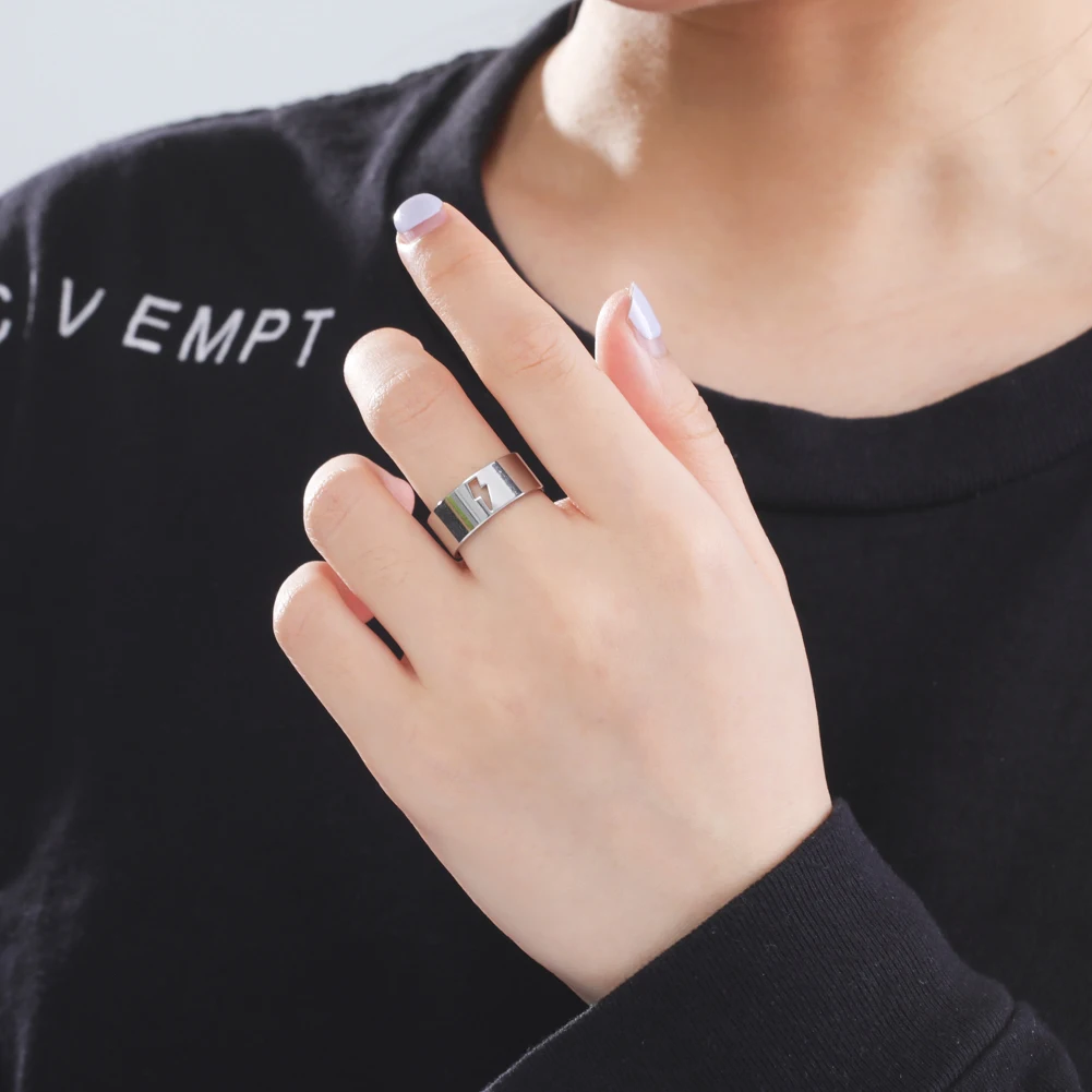 Kkjoy Mode Silber Farbe Edelstahl Flugzeug Liebe Paar Set Ring Für Frauen Blitz Einstellbare Schmuck Geschenk Großhandel – Detail 8