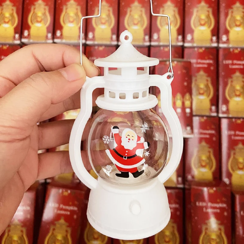 Santa Claus Lantern Light LED Night Light Christmas Hanging Ornaments Portable Lantern Lamp Xmas New Year Party Home Decoration