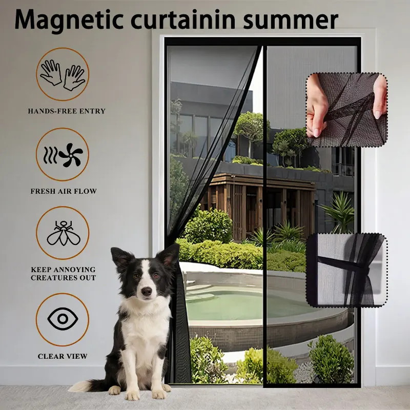 Magnetic Door Screen Mosquito Net Curtain Fly Insect Automatic Closing Invisible Mesh for Kitchen Indoor Living Room