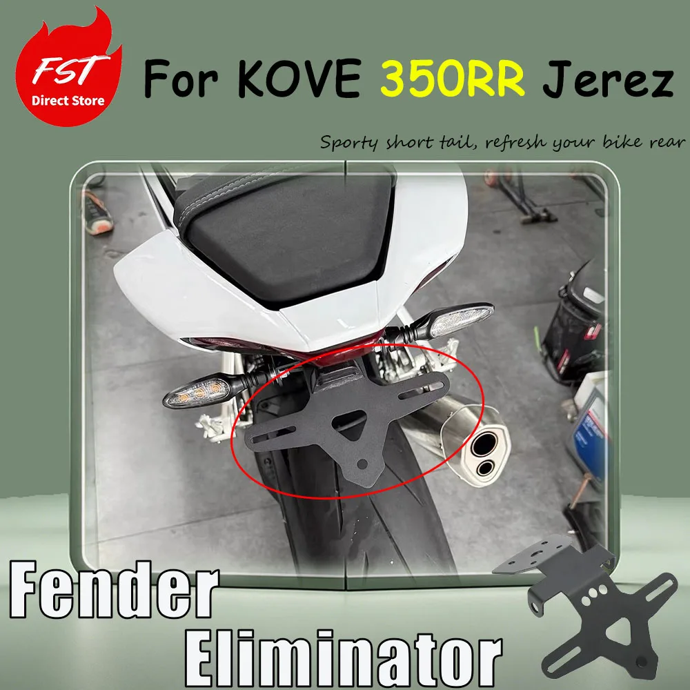 For KOVE 350RR Jerez, Customize with a Short Tail License Plate Holder and a Stainless Steel License Plate Frame