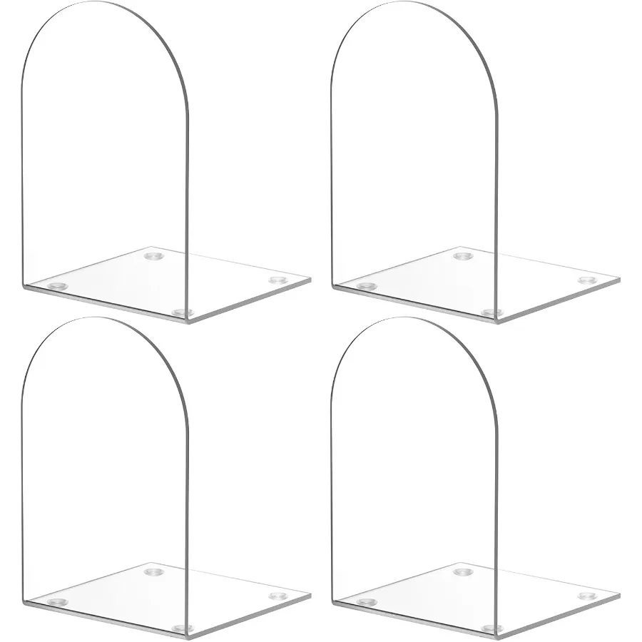 4 قطع من الدفتين من الأكريليك مكونة من 4 قطع من نهايات الكتب الشفافة للأرفف ومنظم سطح المكتب وسدادة الكتب الشفافة #1