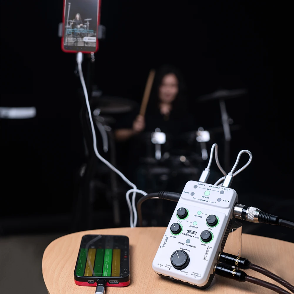 JOYO MOMIX PRO Audio Mixer Suitable for Microphone Guitar Keyboard Musical Instrument Sound Card for Recording & Live Streaming