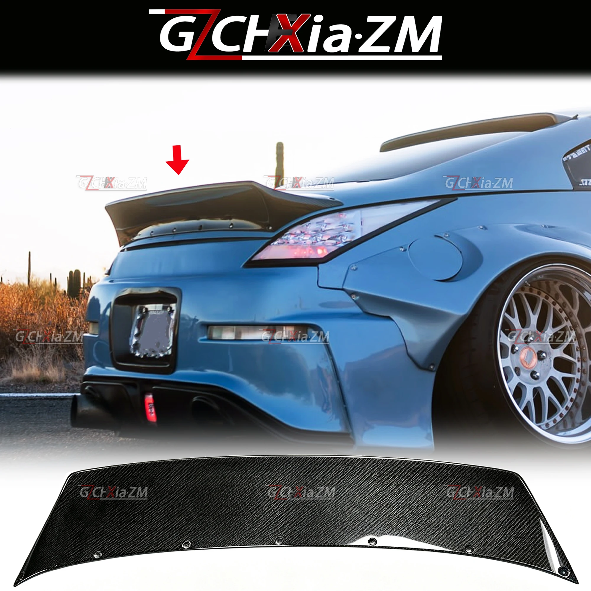 For 2003-2008 Nissan 350Z Z33 Fairlady Rocket Rabbit Style Rear Spoiler Automotive Trunk Cover Diffuser Dynamics Kit Rear Wing
