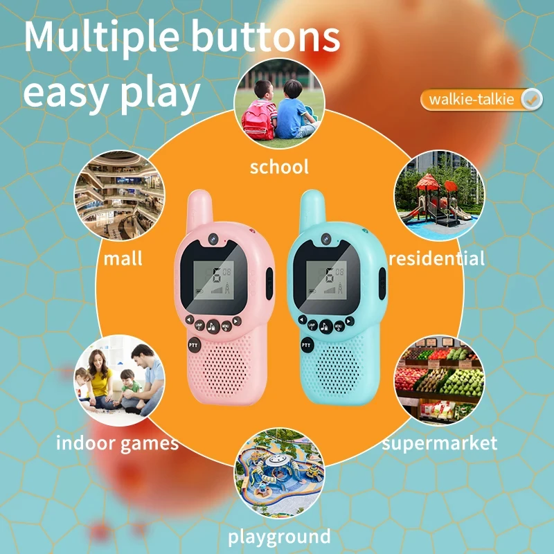 2 個子供トランシーバー充電式 600mAh 3 キロラジオトランシーバーインターホン子供のおもちゃの誕生日プレゼント男の子女の子