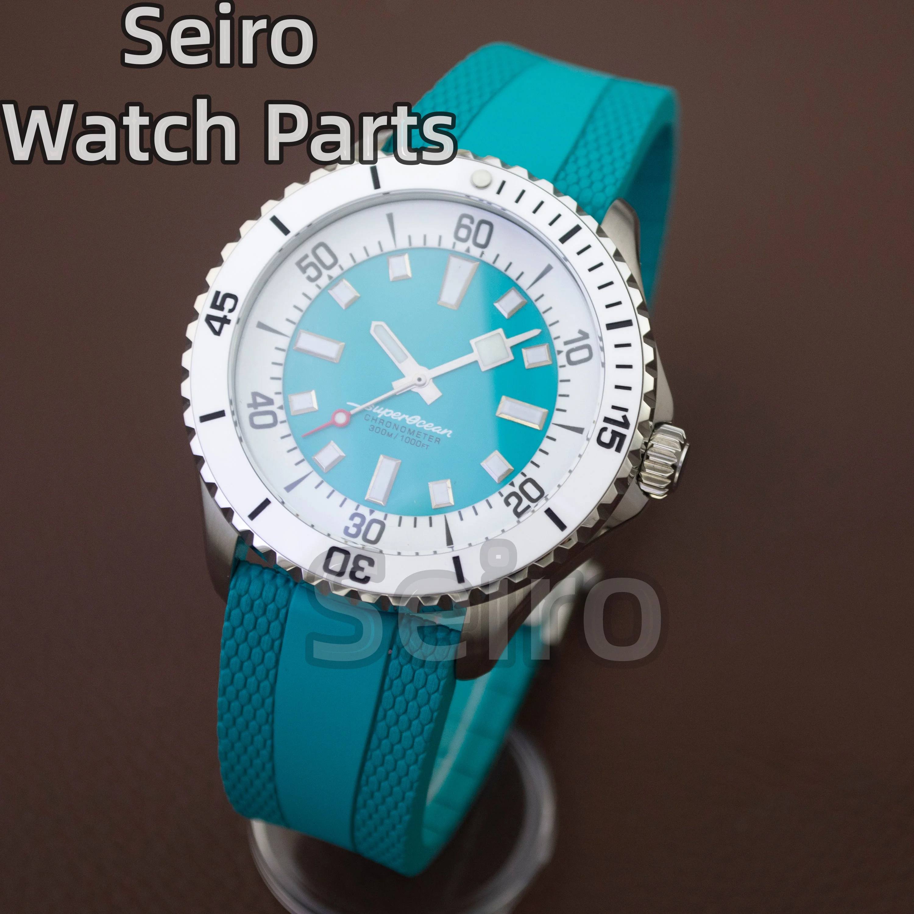 for Superocean NH35 Case Dial Hands Rubber Strap 200m Waterproof Dive Watch Men Case NH35 NH36 Automatic Movement Accessories