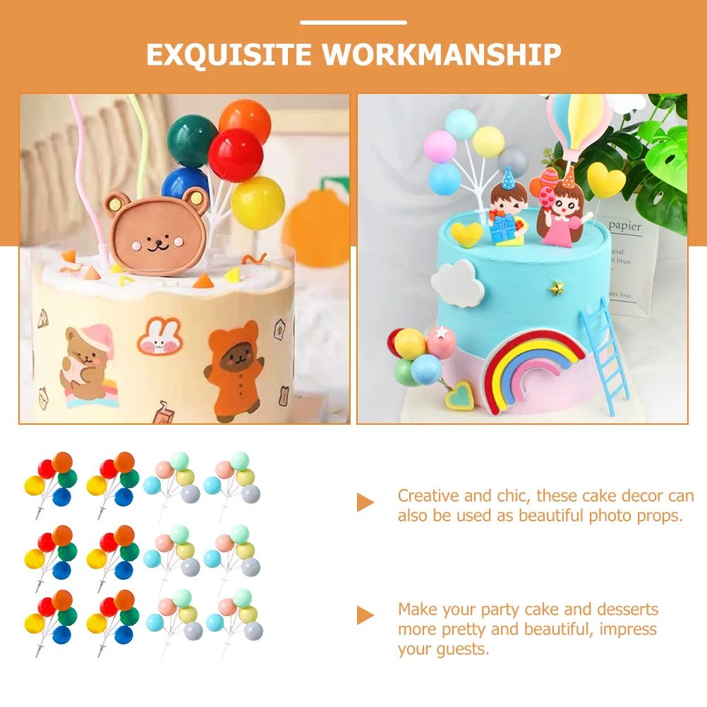 

12Pcs Balloon Cake Picks Creative Party Cake Decorations Stylish Cupcake Toppers Birthday Dessert Ornaments Cupcake Topper