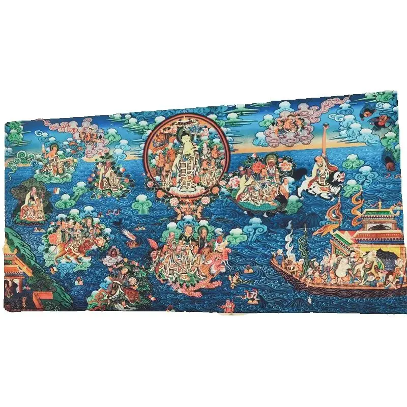 Tibetan Hand-Painted Kraft Paper Thangka - Sakyamuni And the Origin of Arhat Fine Artwork for Home Decor