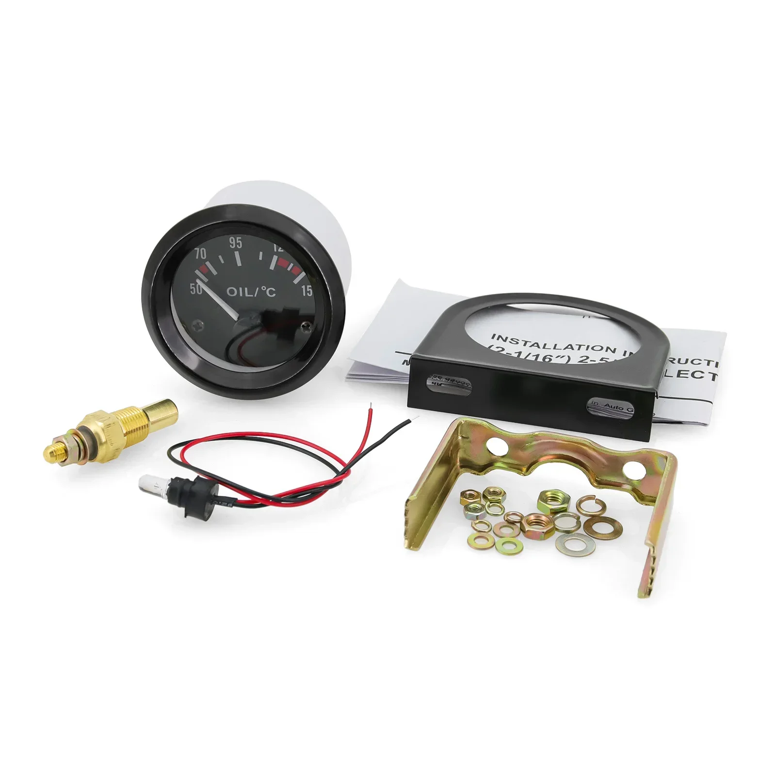 12V Universal Vehicle 2'' 52MM Oil Pressure Water Temperature Gauge Oil Temp Voltmeter Fuel Level Meter with Car Bracket Holder view 4