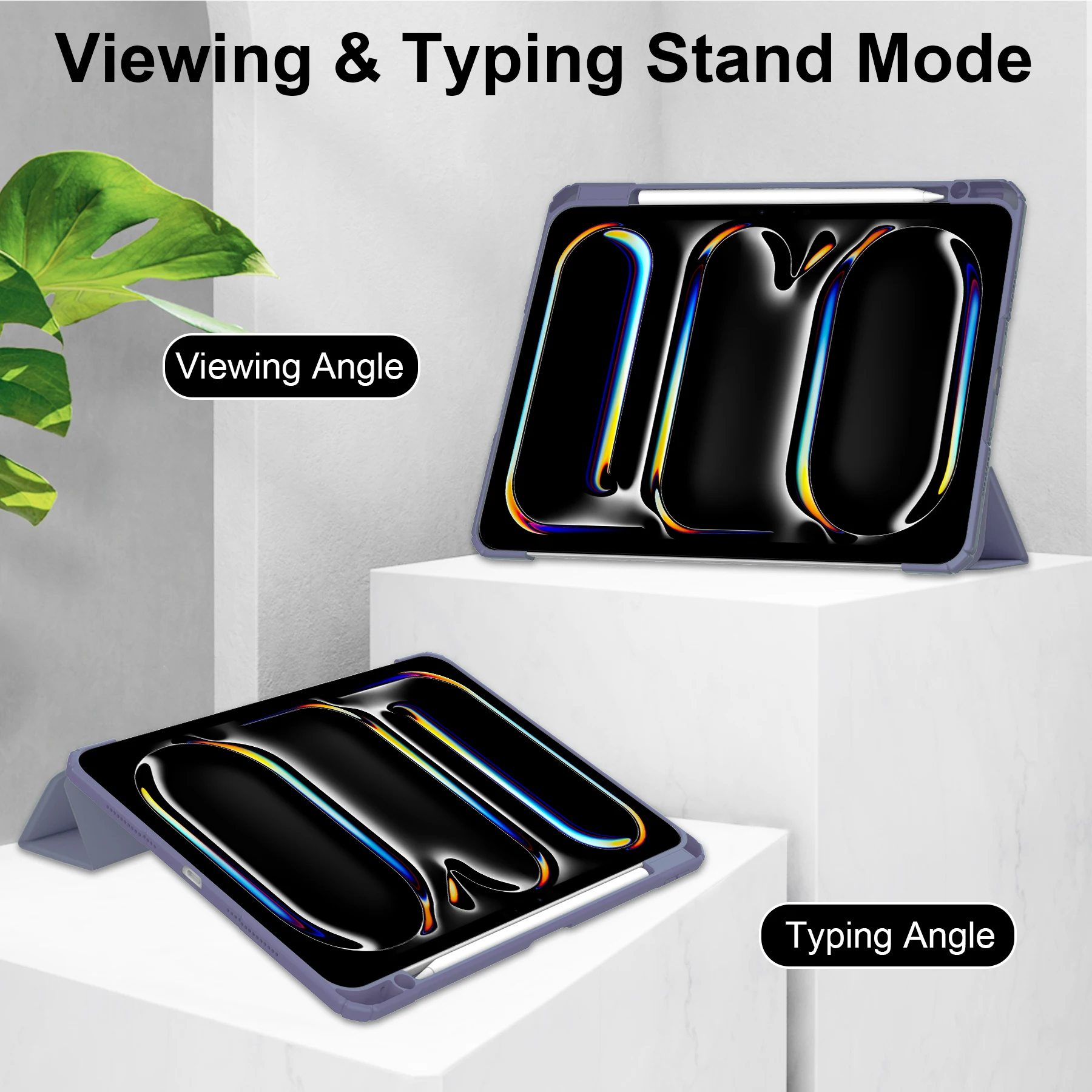 

Leather Cover For iPad Pro 13 2024 Tablets case Transparent Back with Pen Location