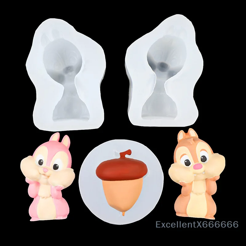 

3D Squirrel Pine Nut Candle Silicone Mold Animal Nut Birthday Present Decor Cute Squirrel Acorn Cake Chocolate Silicone Mold
