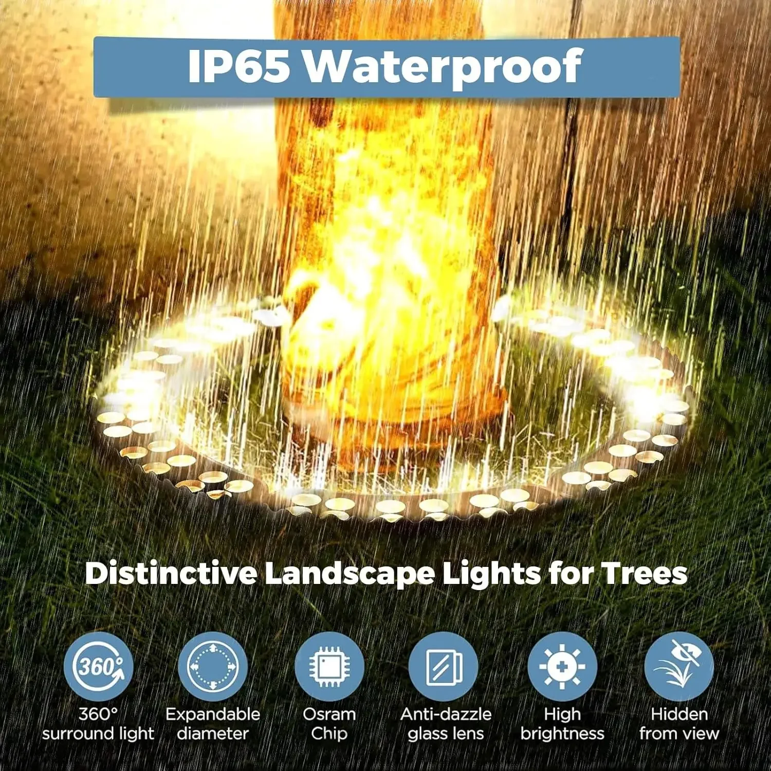 Gardencoin 72W LED Outdoor Ring Tree Lights Low Voltage IP65 Waterproof Landscape Uplighting with DC24V Driver Included
