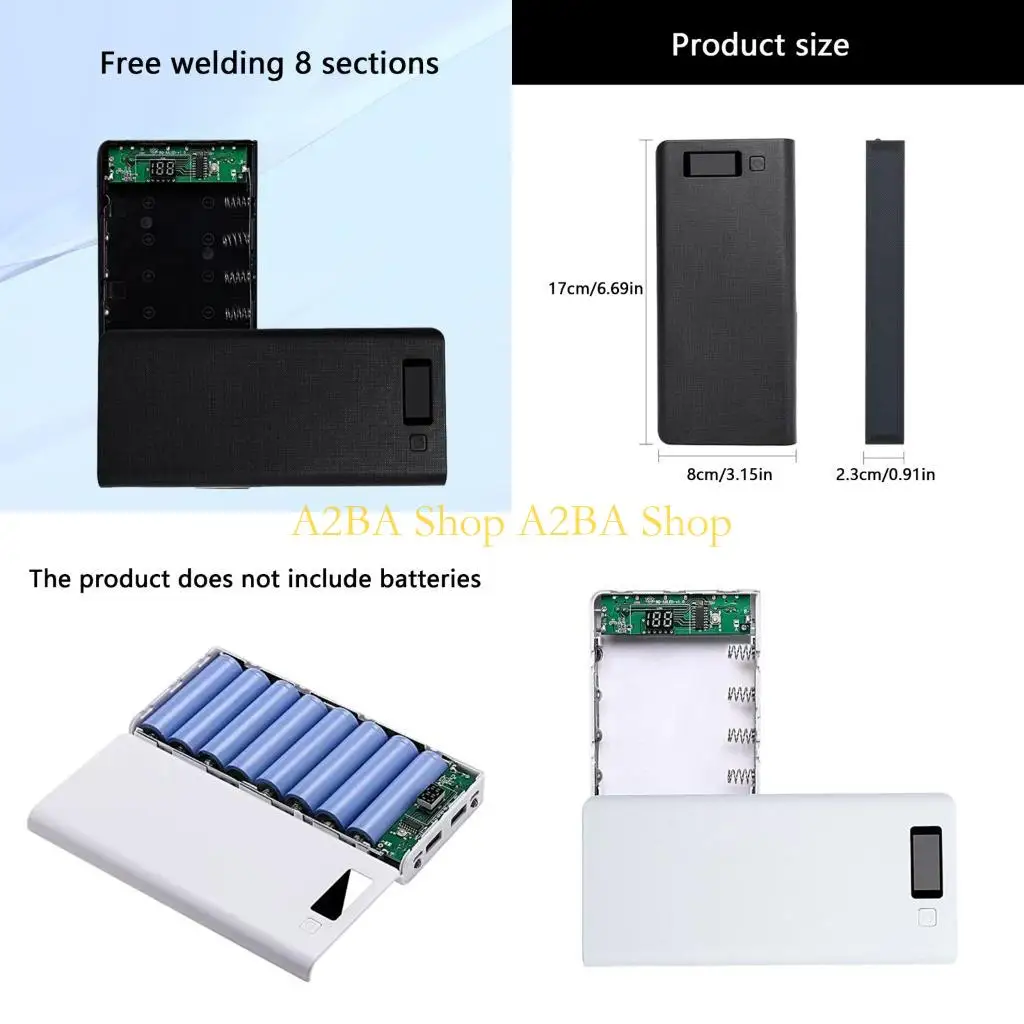 

A2BA 8Bay 18650 Корпус для батарей Контейнер PowerBank Рамка с защитой от царапин Конструкция из АБС-пластика