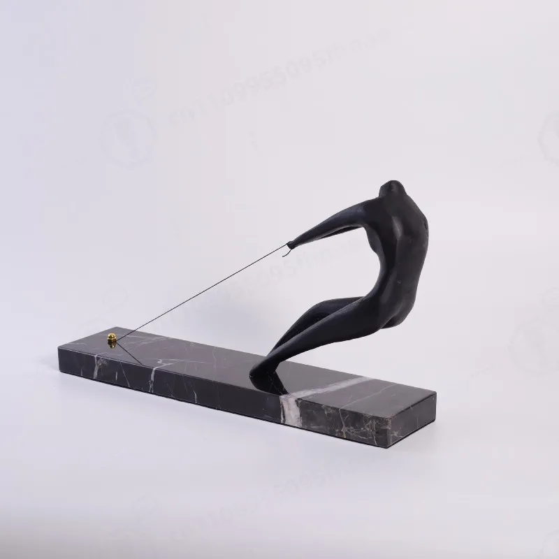 Modern Abstract Black Athlete Figurine Minimalist Desktop Ornament for Living Room Hotel Model Room Home Decor
