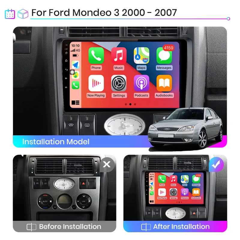 2din Android10 Car Radio Multimedia Carplay Auto GPS Navigation For Ford Mondeo Mondeo 3 2000 2001 2002 2003 2004 2005 2006-2007