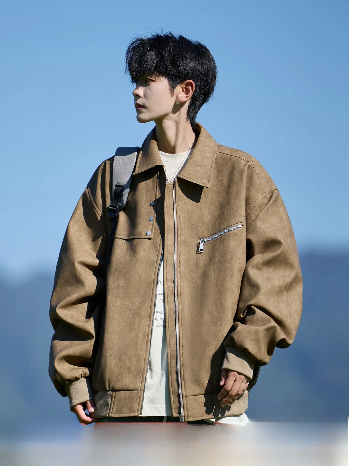 

Leather Jaet Men's Biker Sle Collared Windproof Youth Faion Outerwear Spring Autumn New Arrival American Sle PU Leather