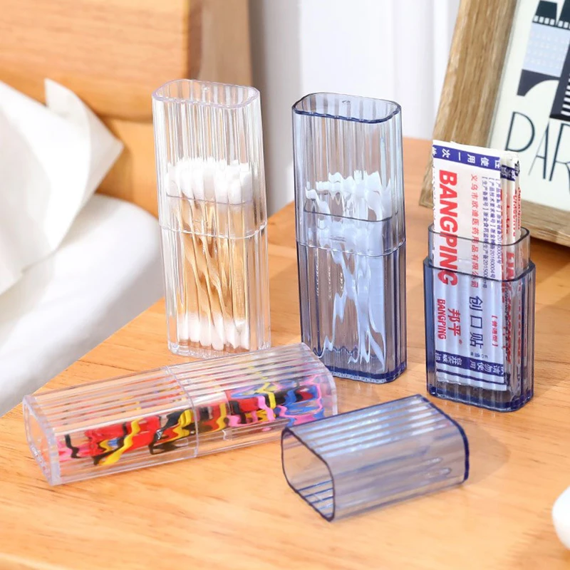 Portable Transparent Mini Storage Box Travel Toothpick Cotton Swab Box Simple Small Object Band-aids Classification Box