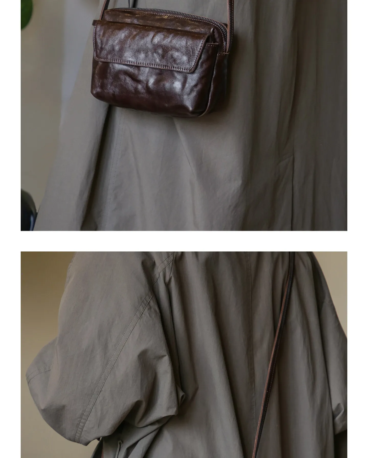 PNDME Vintage handgefertigte, pflanzlich gegerbte Rindsleder-Umhängetasche für Damen, luxuriöse Echtleder-Schultertasche für den Alltag und das Wochenende. – Detail 10