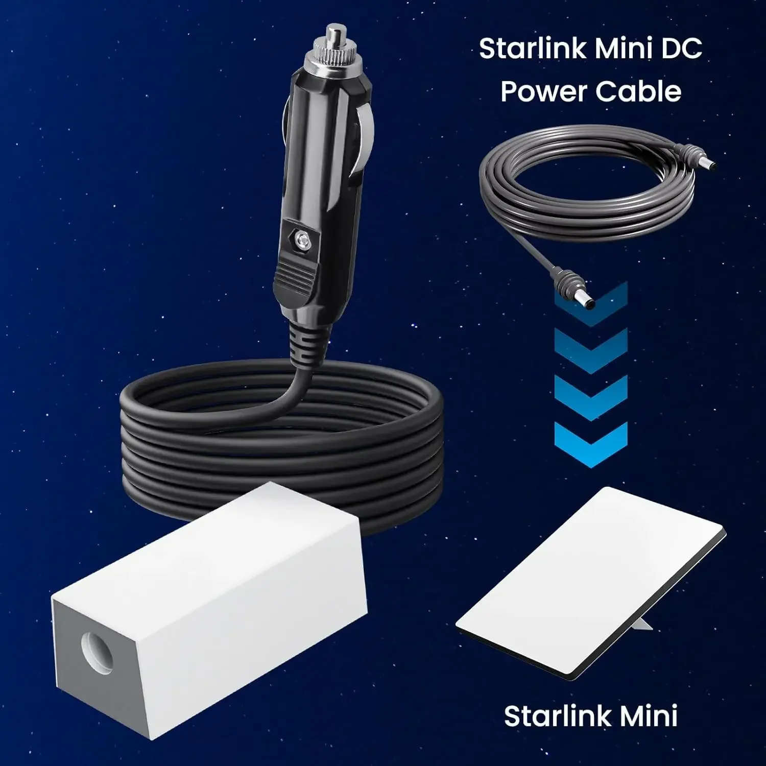 Starlink Mini 12V Adapter with 30M Extended Range Cigarette Lighter Plug to 36V DC Step up Converter Power Cable for Starli