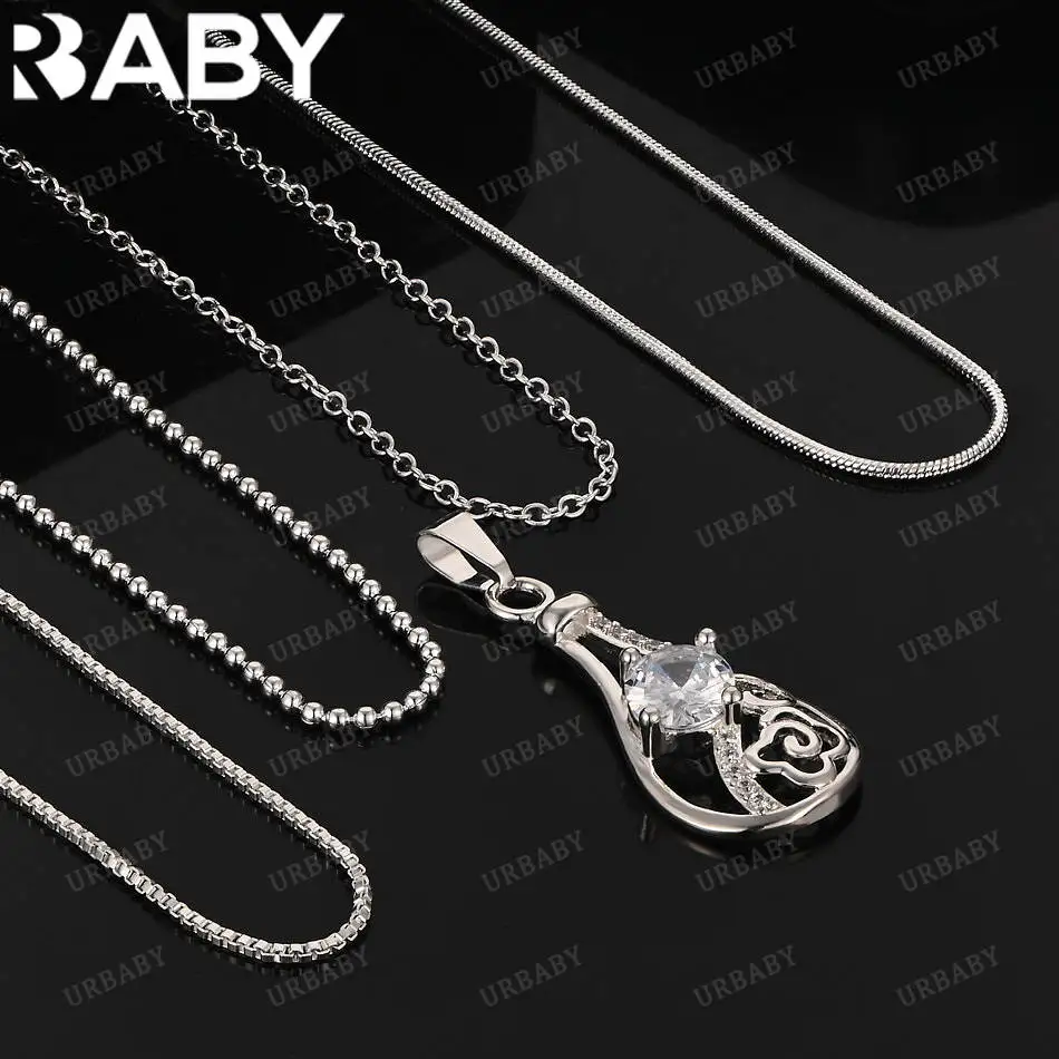 

URBABY 40-75cm 925 Sterling Silver Zircons Water Drop Pendant Necklace For Women Charm Trend Birthday Gifts Fashion Party