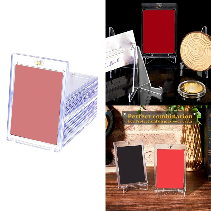 

Magnetic Card Holders Card Cares With Clear Acrylic Stands 35 Pt Clear Trading Cards Cases Protectors Display