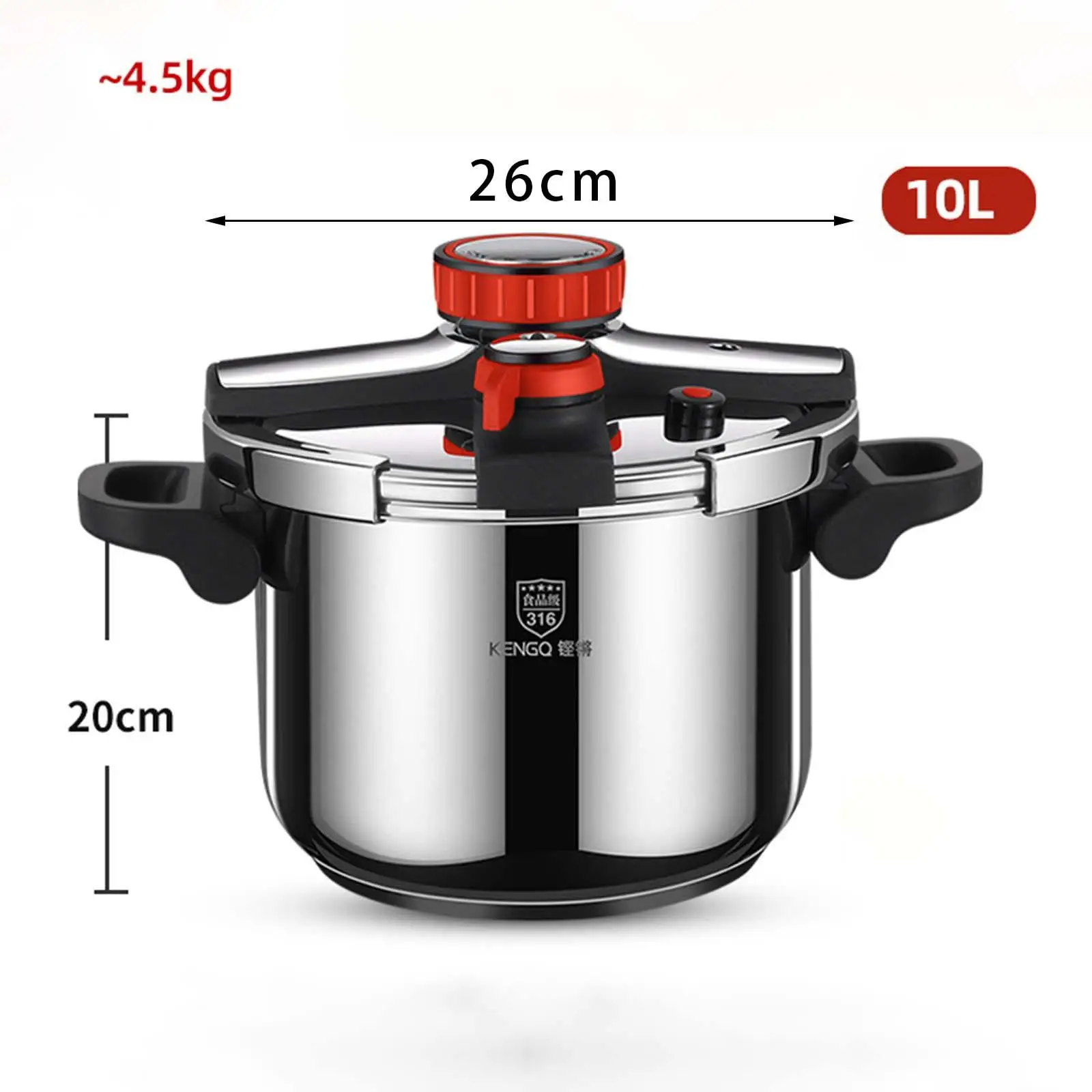 Mini Pressure Cooker Cookware High Pressure Cooking 304 Stainless Steel for All Hob Types Opening and Closing Deep Pressure Pan