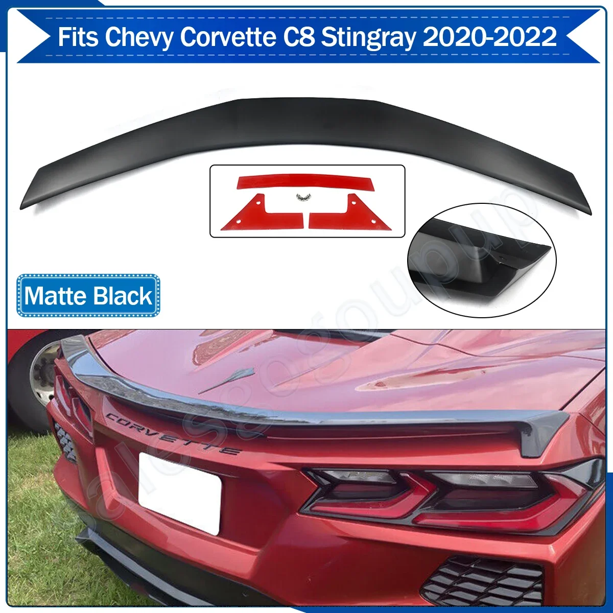 For Corvette C8 Coupe Low Profile Rear Trunk Lid Wing Duckbill Spoiler 2020-Up