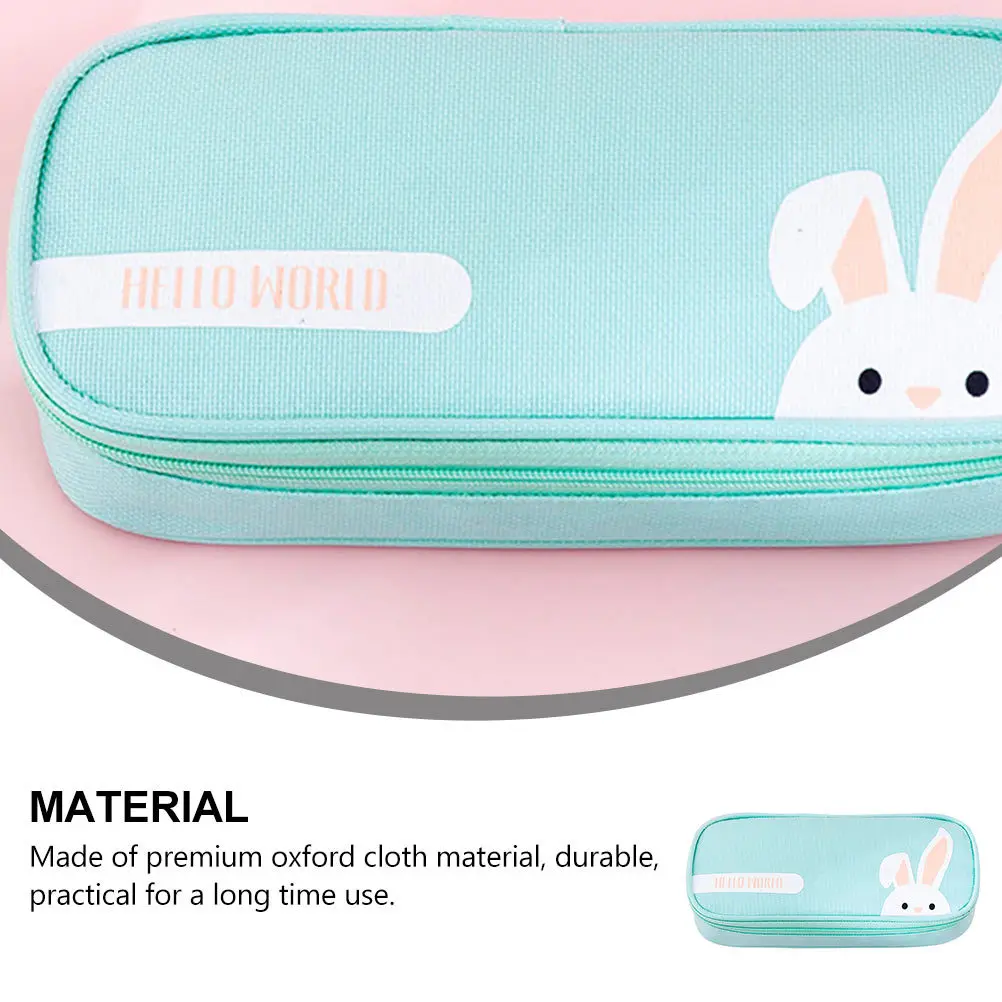 

1pc Pencil Pouch Oxford Cloth Durable Stationery Bag Large Capacity Lightweight Zipper Closure For School Student Supplies