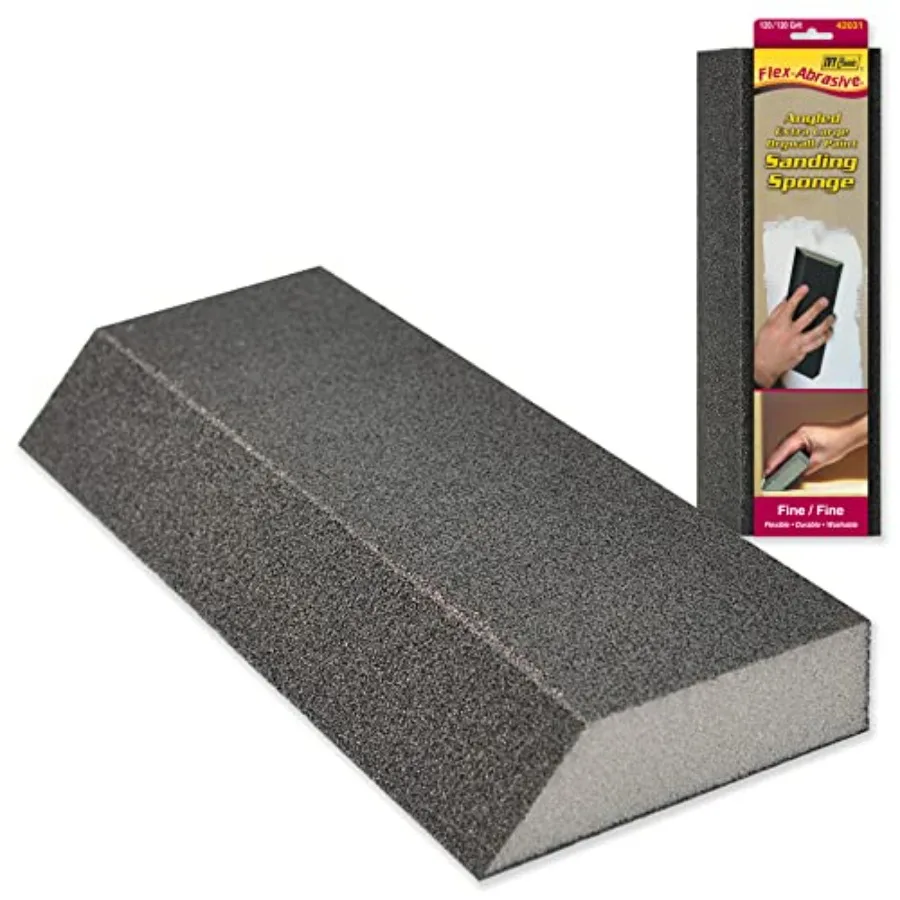 

42031-12 Fine Angled Drywall XL Sanding Sponge Flex-Abrasive 12-Pack for Smooth Finishing on Drywall Surfaces with Durable Abra