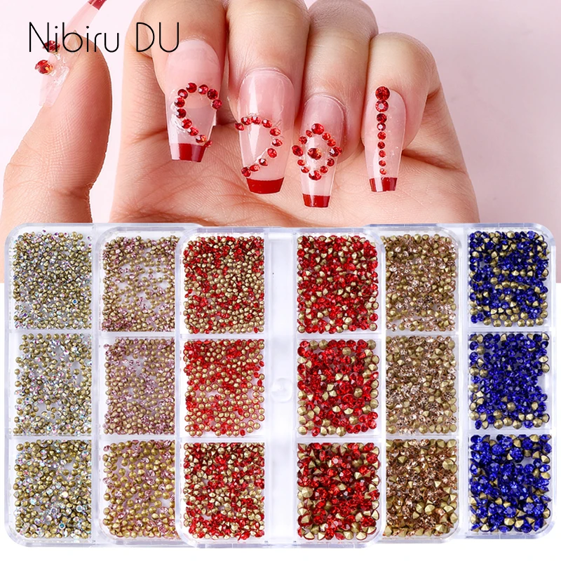 

1000pcs 3D Crystal Nail Art Rhinestone Stones for Manicure Mixed Shape Colorful DIY Nail Charms Gems Decoration In 6cell pot