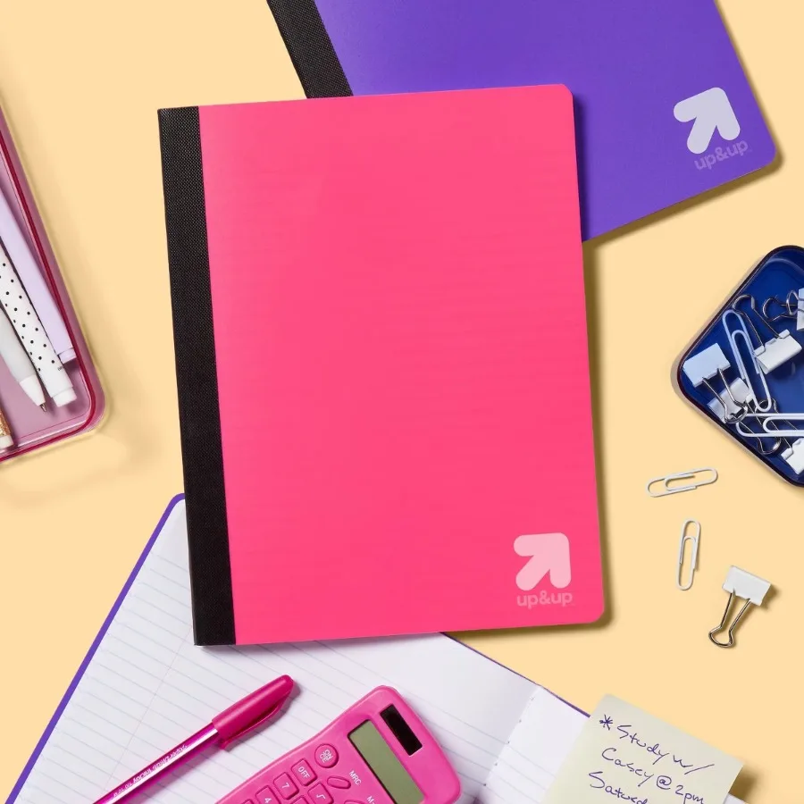 7.5×9.75 Inch Pink Poly Cover College Ruled Composition Notebook, Lined School Writing Journal