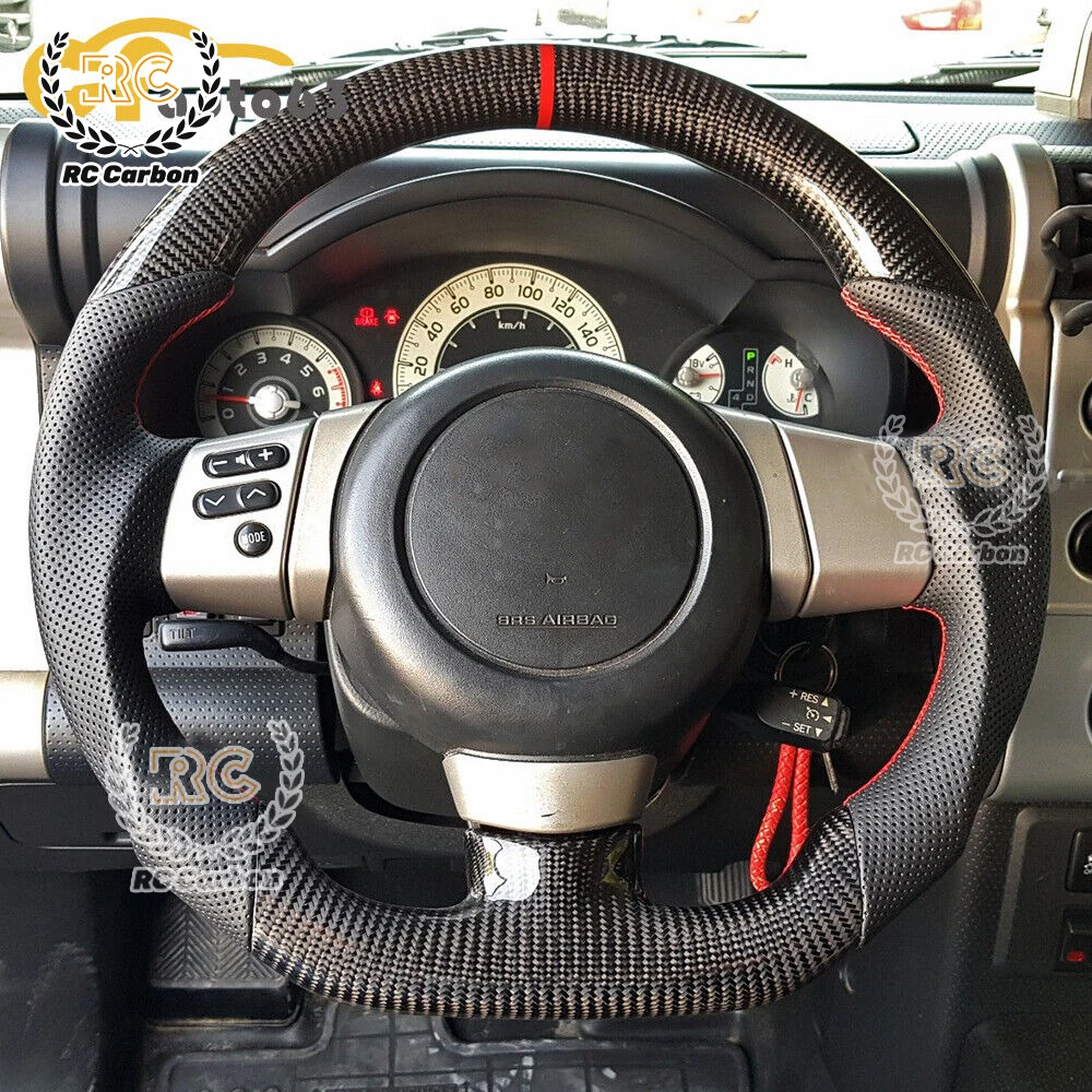 Real Carbon Fiber Lenkrad Für Toyota FJ Cruiser 2007 2009 2010 2011 2013 2016 2017 2018 2019 2020 Auto Zubehör rot