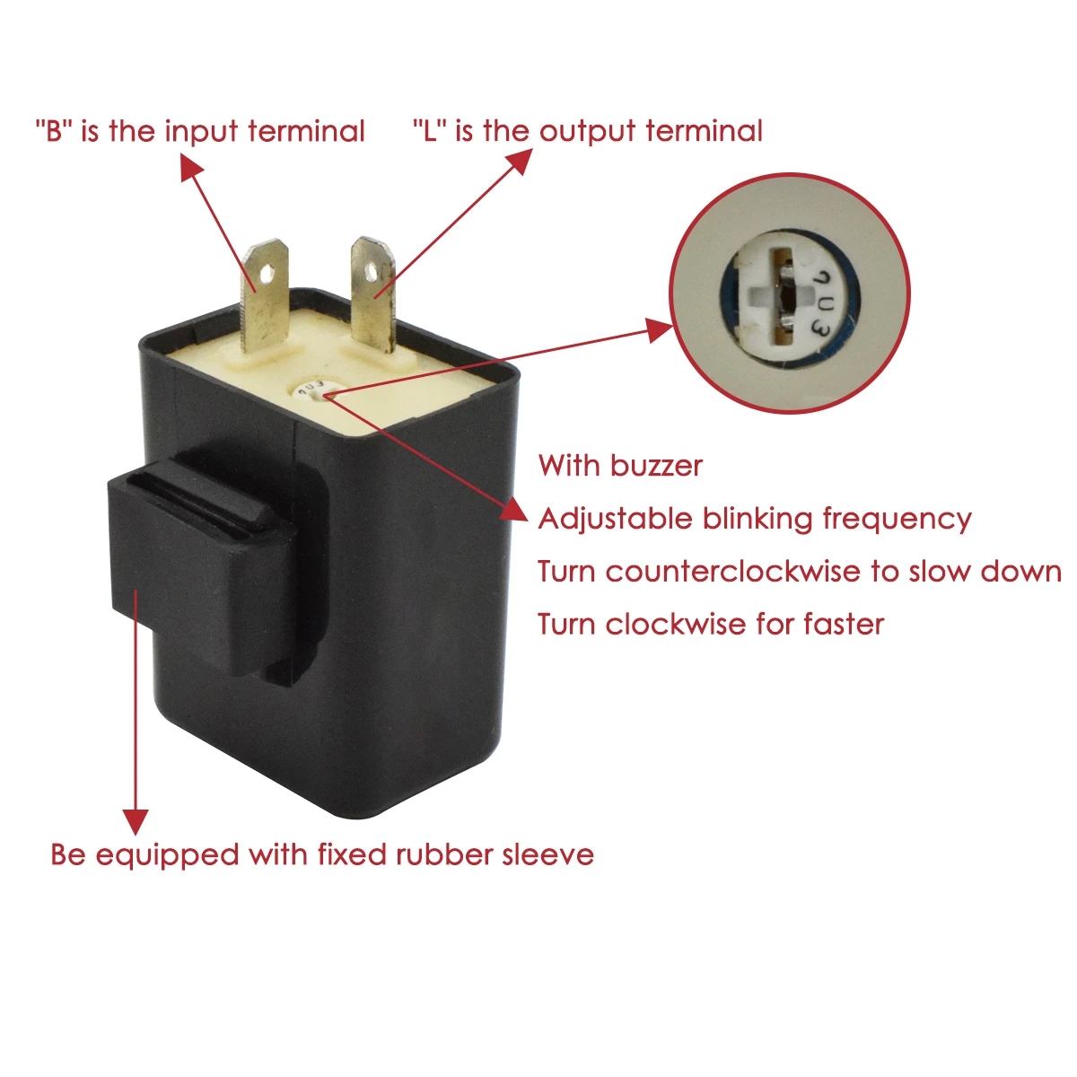 12V Universal Motorcycle LED Flasher Relay Buzzer Beep with Sound Adjustable Turn Signal Blinker Indicator For Accessories Part