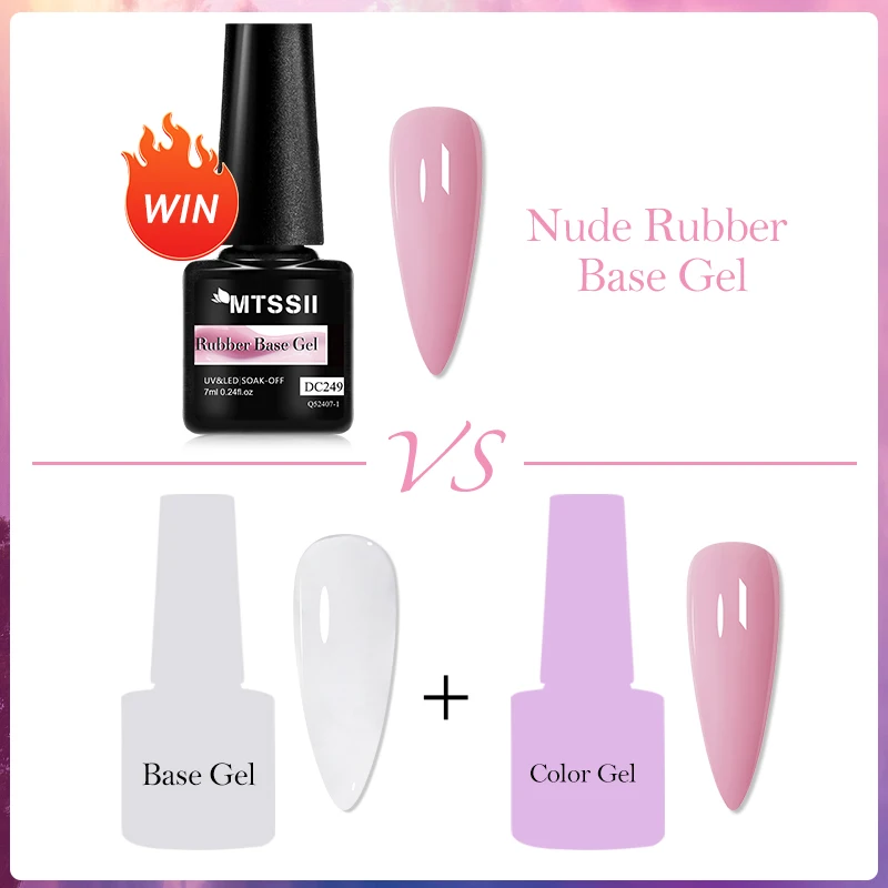Mtssii esmalte de uรฑas de Gel Base de goma desnuda Natural, Rosa lechoso, blanco, purpurina, semipermanente, Soak Off, UV LED, 7ml