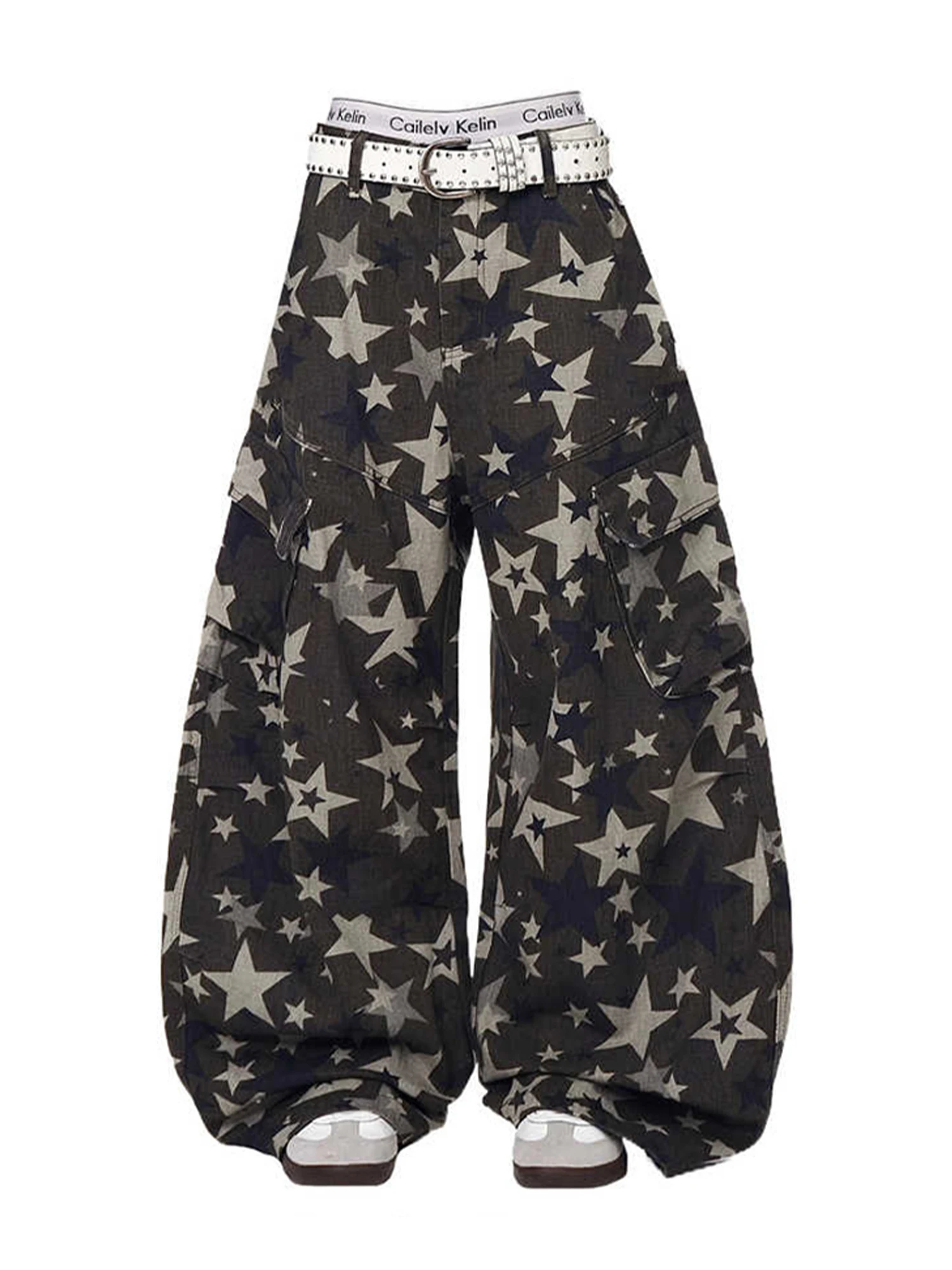 

Women Army Green Oversize Camouflage Cargo Pants Harajuku Boyfriend Star Pants 2000s Y2k Vintage Baggy Wide Leg Trousers Autumn