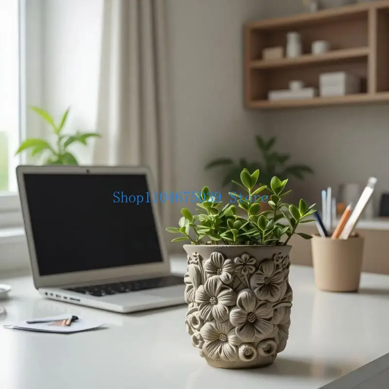 5ASD مفصل سيليكون زهرة وعاء العفن غجر شمعة القالب القالب لمشاريع فن الراتنج DIY والعناصر الزخرفية